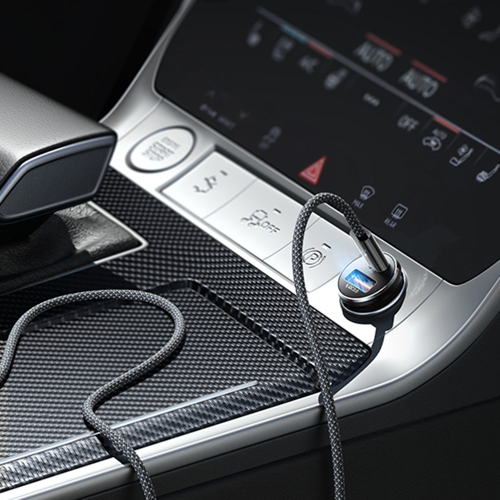 Lisen autós töltő USB-C kábellel, 83W, 3.25A, 1 x USB-A - 1 x USB-C, ezüst YL0223110003