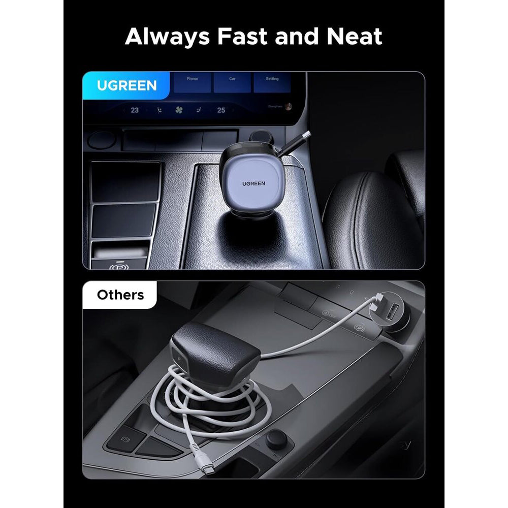 Autós töltő USB-C kábellel UGREEN EC601, 75W, 3A, 1 x USB-A - 1 x USB-C, Szürke