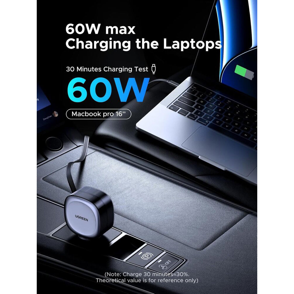 Autós töltő USB-C kábellel UGREEN EC601, 75W, 3A, 1 x USB-A - 1 x USB-C, Szürke