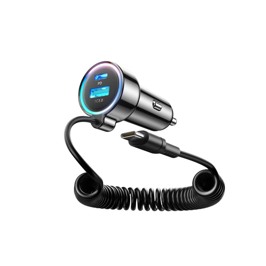 Autós töltő USB-C kábellel Joyroom JR-CL07, 90W, 3A, 1 x USB-A - 1 x USB-C, Fekete
