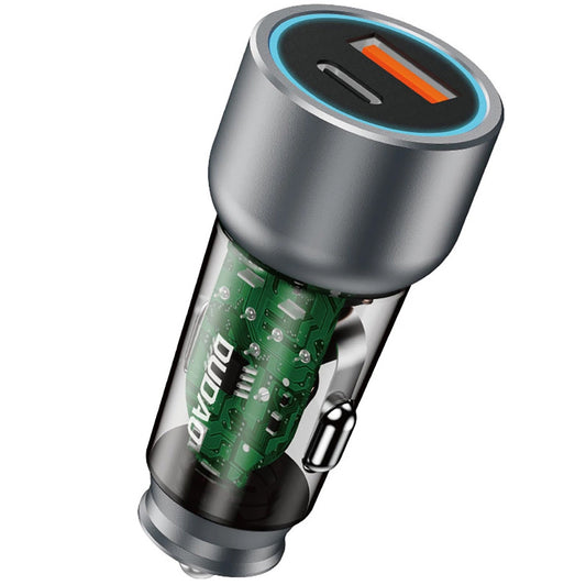 Autótöltő Dudao R4T, 30W, 3A, 1 x USB-A - 1 x USB-C, szürke