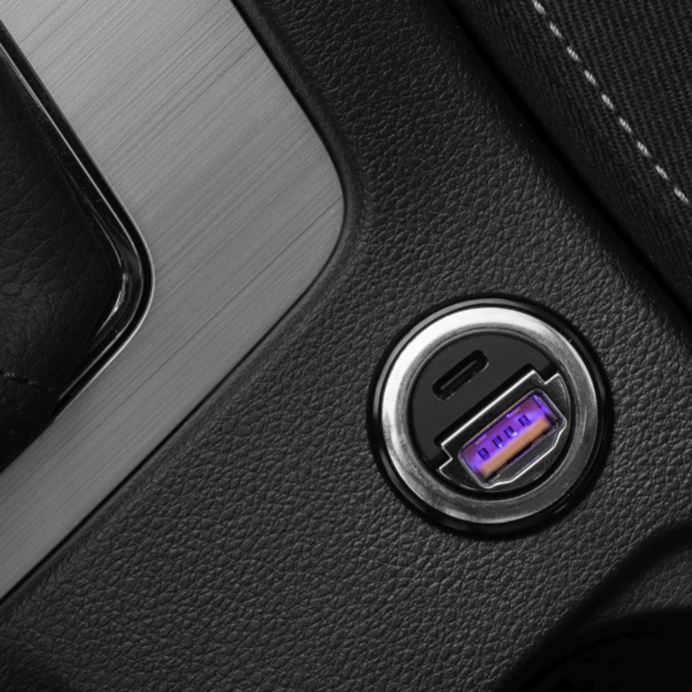 Fixed autós töltő, 30W, 3A, 1 x USB-A - 1 x USB-C, Fekete