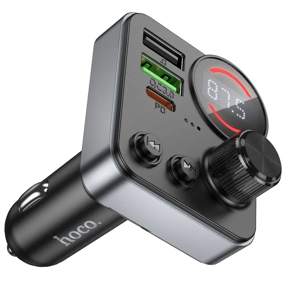 FM Bluetooth modulátor HOCO E86, 2 x USB-A - 1 x USB-C - 1 x microSD