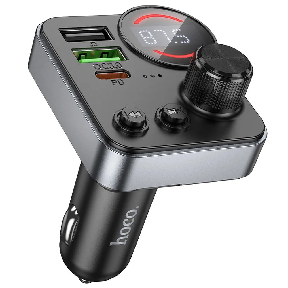 FM Bluetooth modulátor HOCO E86, 2 x USB-A - 1 x USB-C - 1 x microSD
