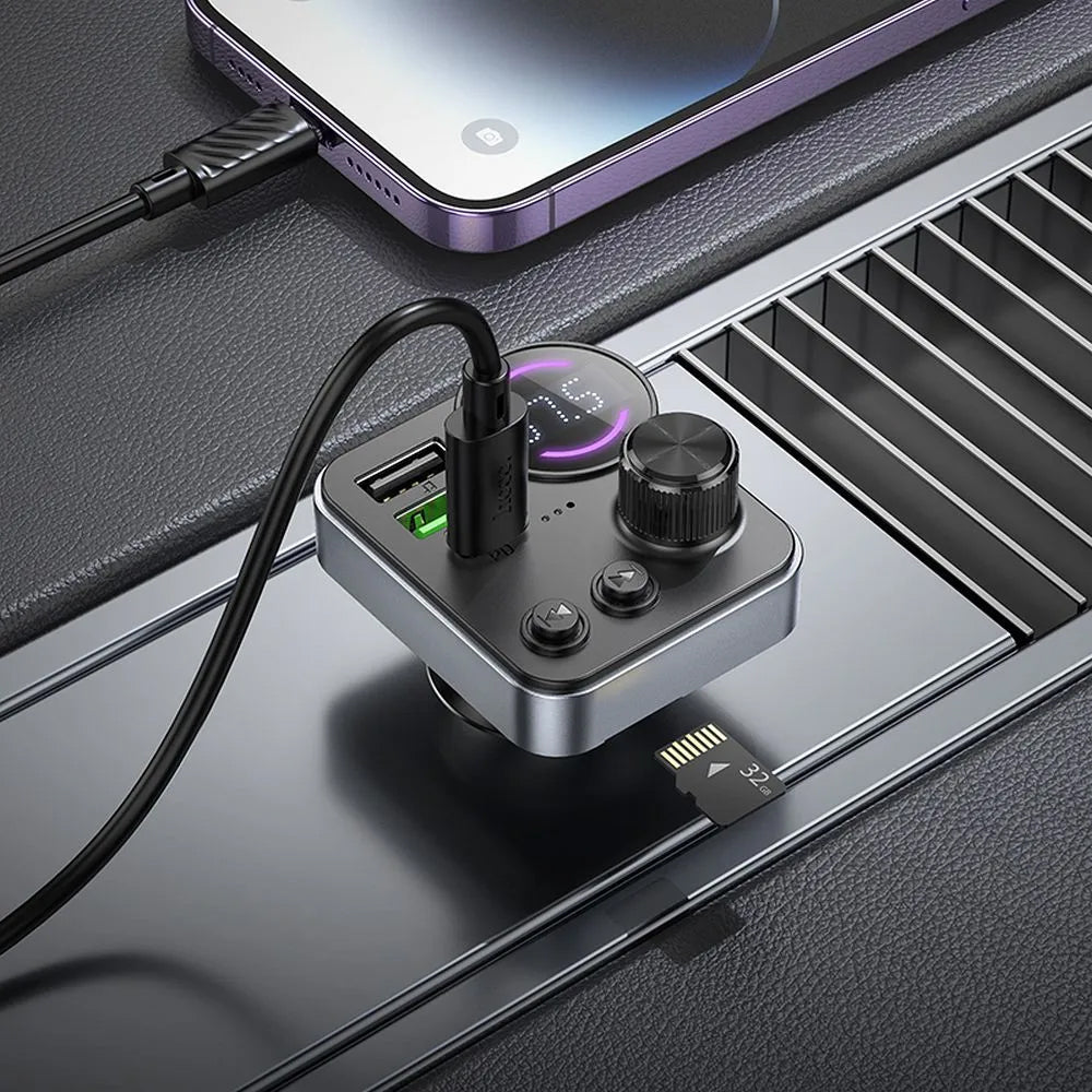 FM Bluetooth modulátor HOCO E86, 2 x USB-A - 1 x USB-C - 1 x microSD