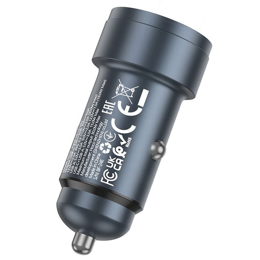 HOCO Z57A Autós Töltő, 30W, 3A, 1 x USB-A - 1 x USB-C, Szürke