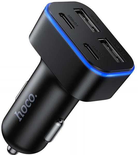 HOCO Z63 autós töltő, 42W, 3A, 2 x USB-A - 2 x USB-C, Fekete