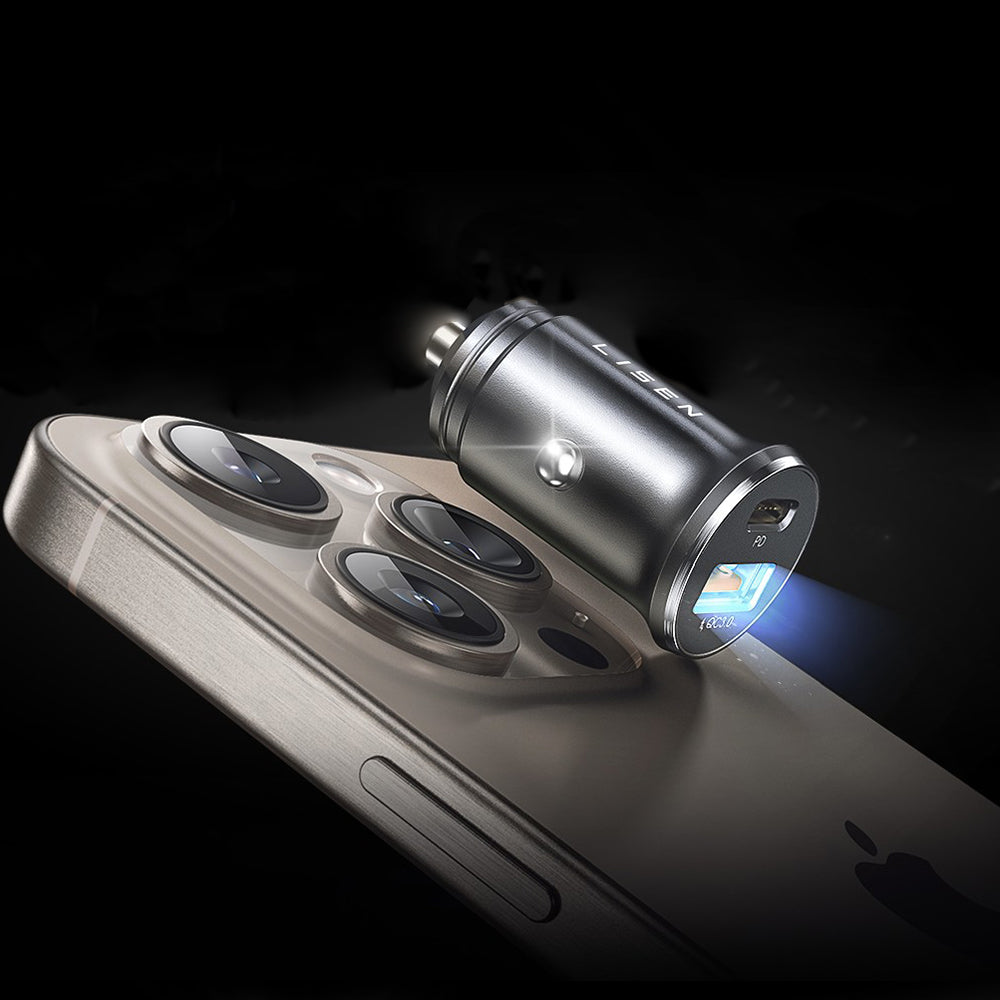 Lisen Autós Töltő, 36W, 3A, 1 x USB-A - 1 x USB-C, Fekete YL0223090002