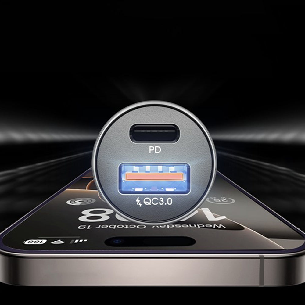 Lisen Autós Töltő, 36W, 3A, 1 x USB-A - 1 x USB-C, Fekete YL0223090002