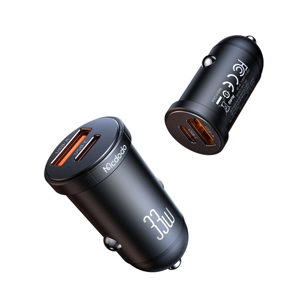 McDodo CC-2320 Cool autós töltő, 33W, 3A, 1 x USB-A - 1 x USB-C, Fekete