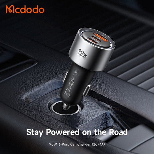 McDodo CC-3110 Gana autós töltő, 90W, 3A, 1 x USB-A - 2 x USB-C, fekete