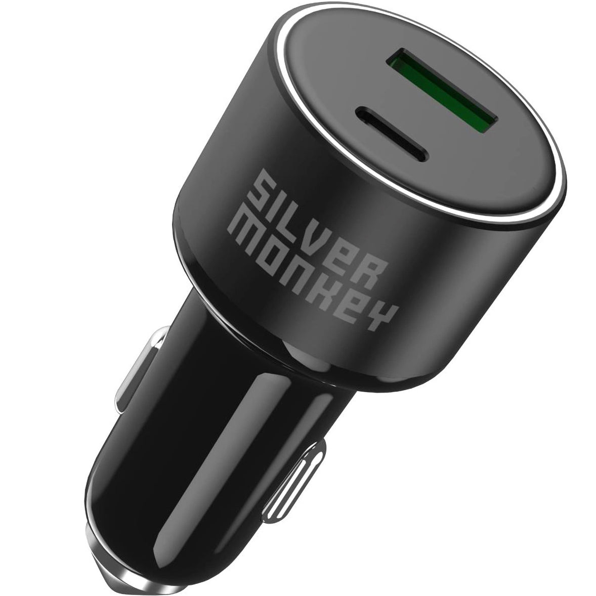 Autótöltő Silver Monkey SMA014, 100W, 3A, 1 x USB-A - 1 x USB-C, Fekete