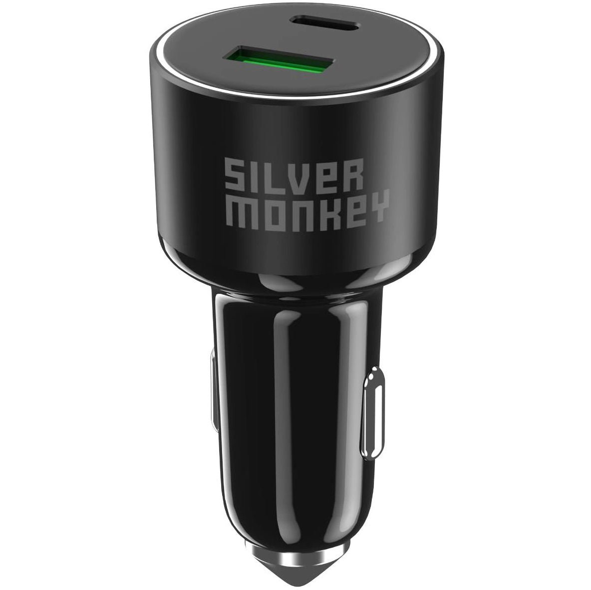 Autótöltő Silver Monkey SMA014, 100W, 3A, 1 x USB-A - 1 x USB-C, Fekete