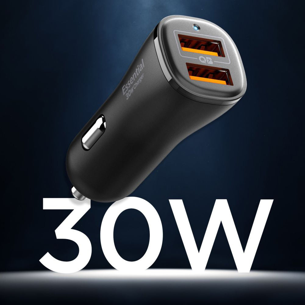 Spigen EV302 Essential autós töltő, 30W, 3A, 2 x USB-A, Fekete ACP08700