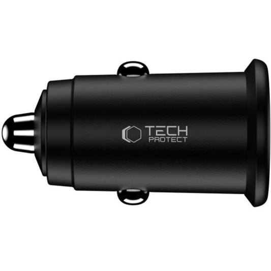 Tech-Protect CC02 autós töltő, 35W, 3A, 1 x USB-A - 1 x USB-C, Fekete
