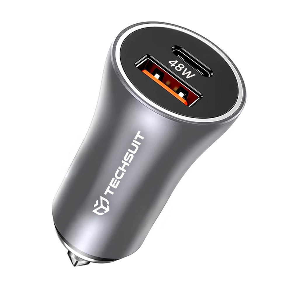 Techsuit C3 RescueVolt autós töltő, 48W, 3A, 1 x USB-A - 1 x USB-C, szürke