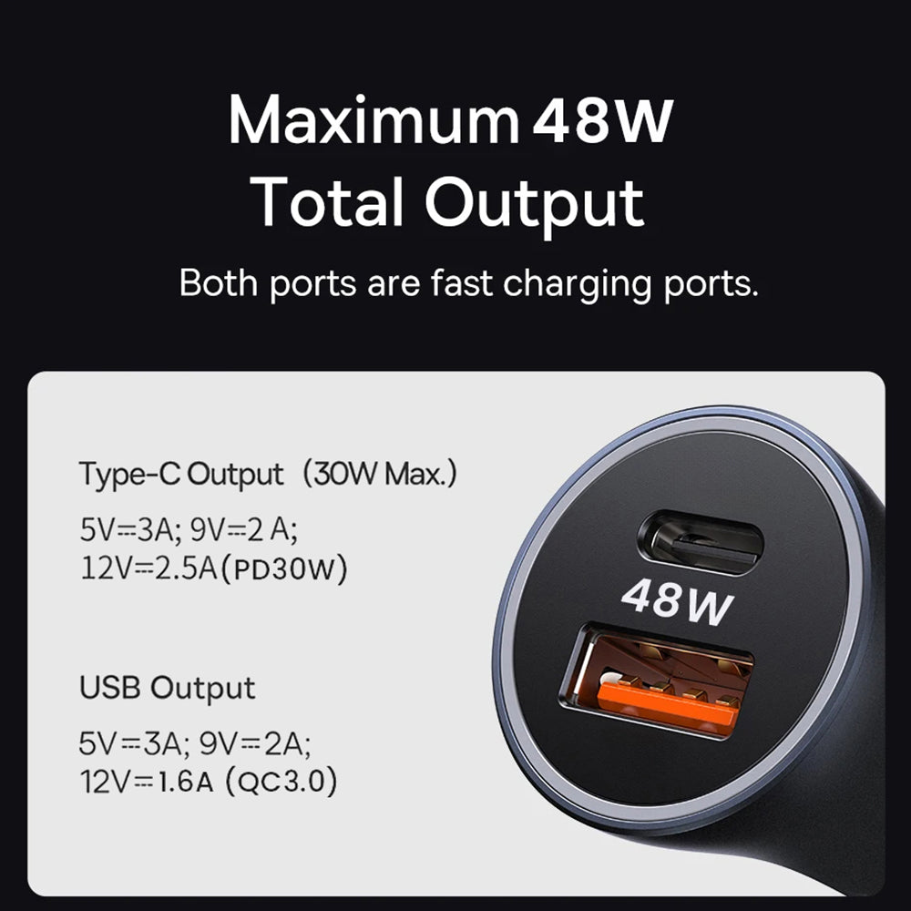 Techsuit C3 RescueVolt autós töltő, 48W, 3A, 1 x USB-A - 1 x USB-C, szürke