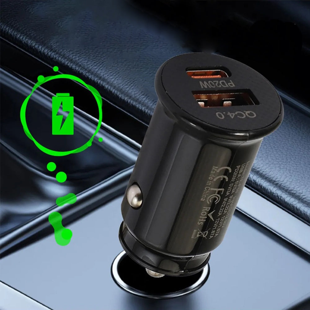 Techsuit C4 MiniFuseX autós töltő, 20W, 3A, 1 x USB-A - 1 x USB-C, fekete