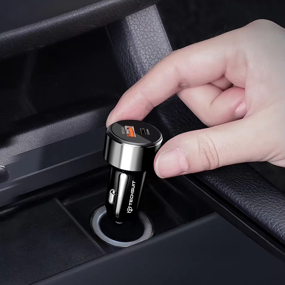 Techsuit TE-P31 Premium autós töltő, 48W, 3A, 1 x USB-A - 1 x USB-C, fekete