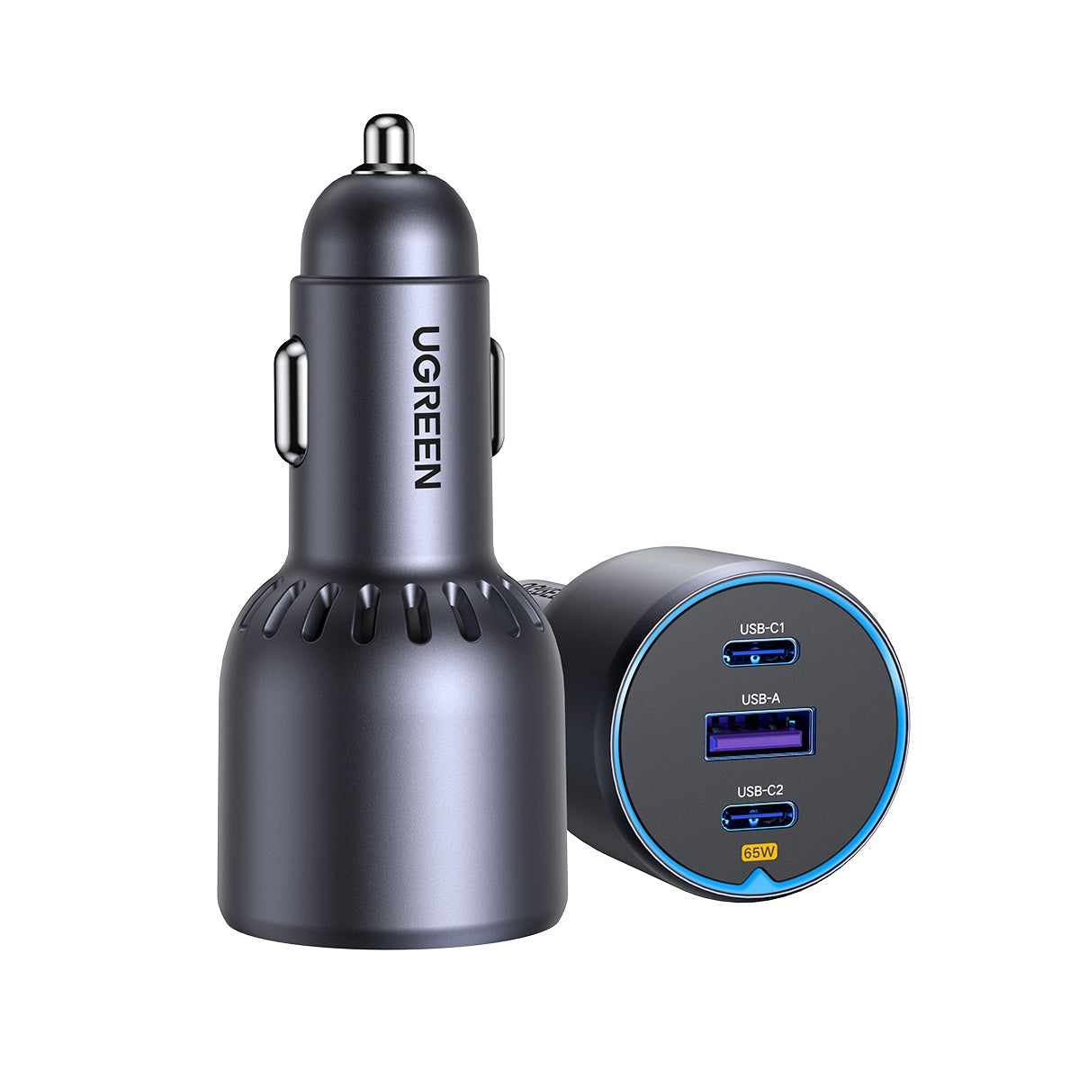 UGREEN EC703 Autós Töltő, 75W, 3.25A, 1 x USB-A - 2 x USB-C, Fekete