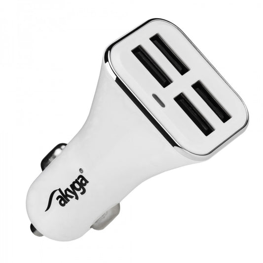 Akyga AK-CH-09 autós töltő, 10W, 2A, 4 x USB-A, fehér