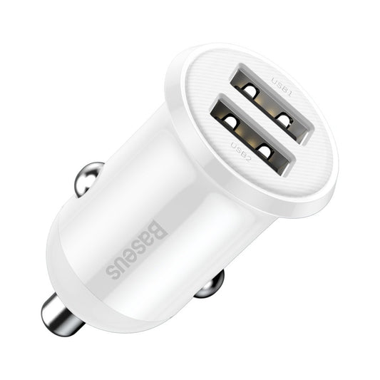 Autótöltő Baseus Grain Pro, 24W, 2,4A, 2 x USB-A, fehér CCALLP-02