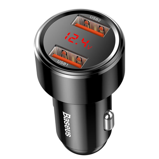 Autótöltő Baseus Magic Display sorozat, 45W, 6A, 2 x USB-A, Fekete CCMLC20A-01