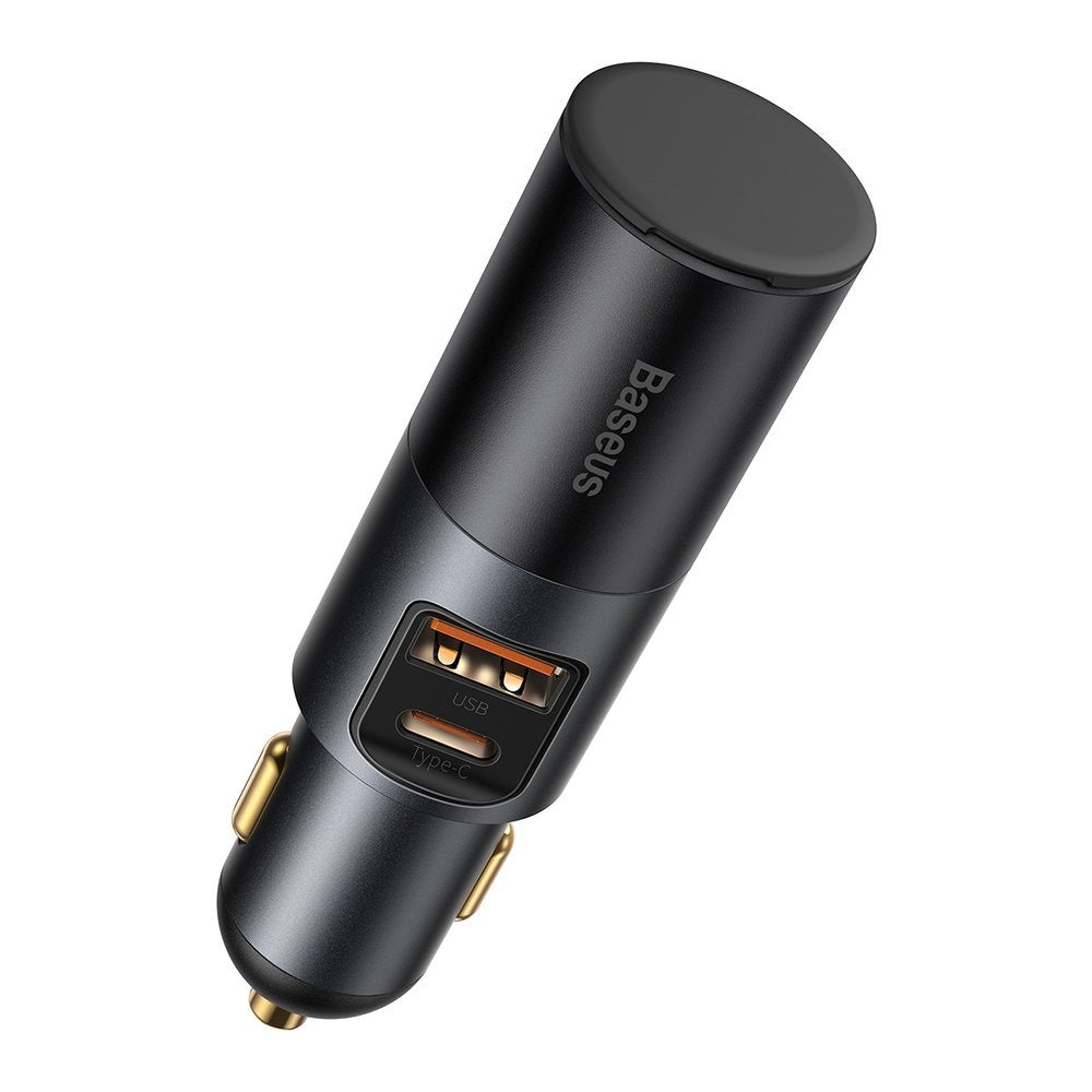 Baseus Share Together Car Charger, 120W, 3A, 1 x USB-A - 1 x USB-C - 1 x Cigarette Lighter Extension, Gray CCBT-C0G