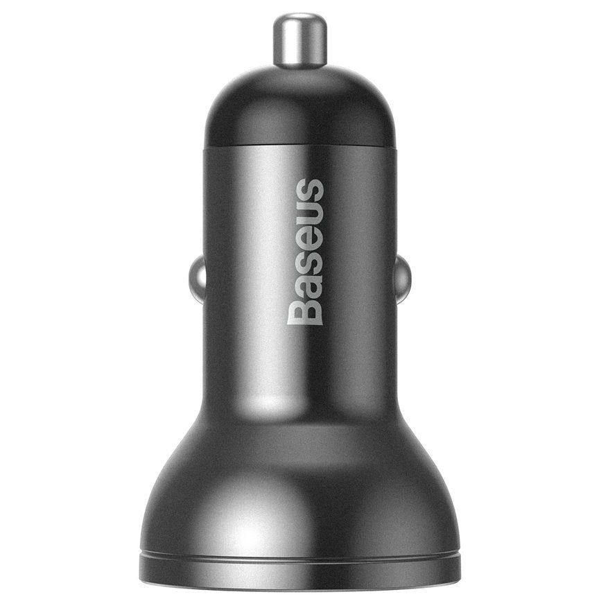 Baseus digitális kijelzős autós töltő, 24W, 2.4A, 2 x USB-A, szürke CCBX-0G