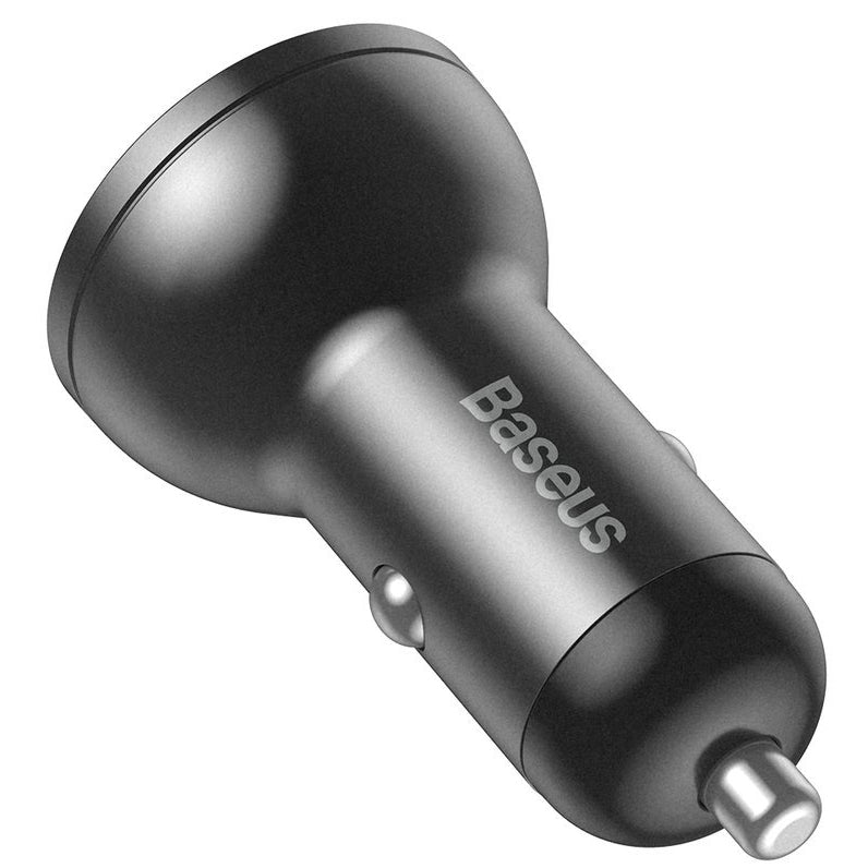 Baseus digitális kijelzős autós töltő, 24W, 2.4A, 2 x USB-A, szürke CCBX-0G