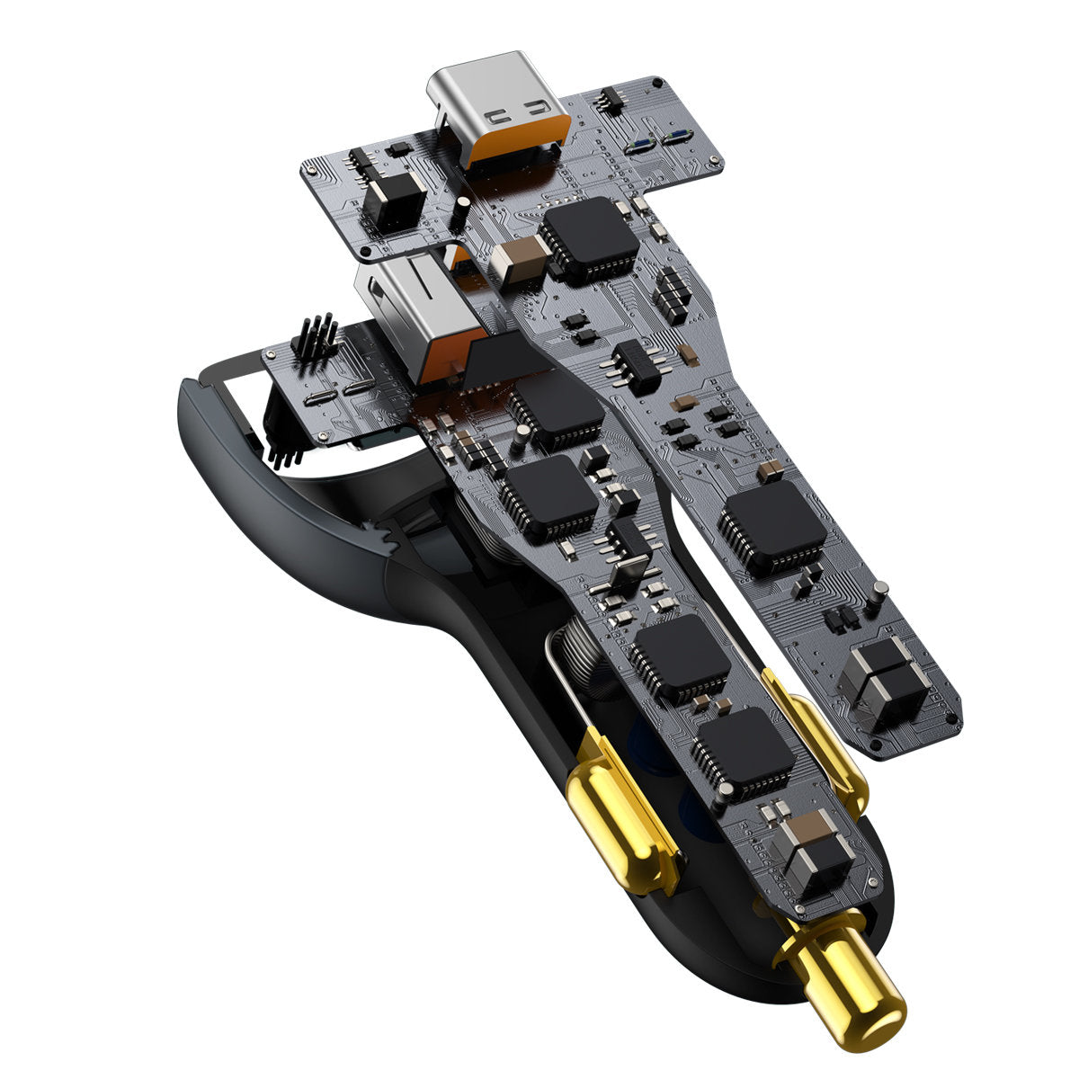 Autótöltő USB-C kábellel Baseus Qualcomm, 160W, 3A, 1 x USB-A - 2 x USB-C, szürke TZCCZZM-0G