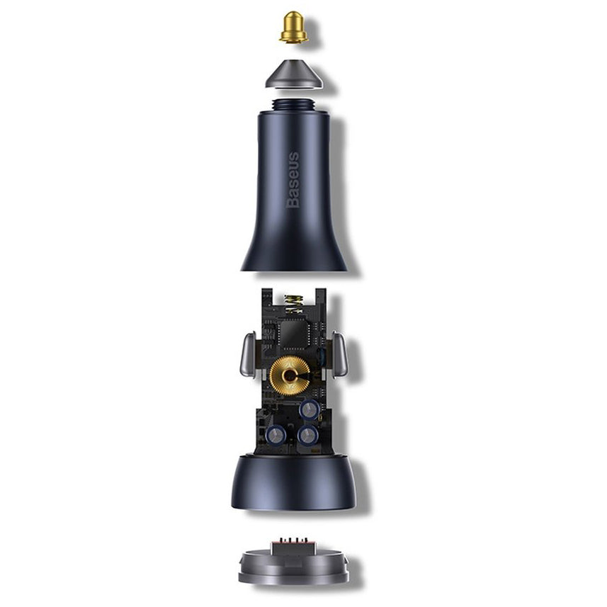 Autótöltő Baseus Golden Contactor Pro, 65W, 3A, 1 x USB-A - 2 x USB-C, szürke CGJP010013