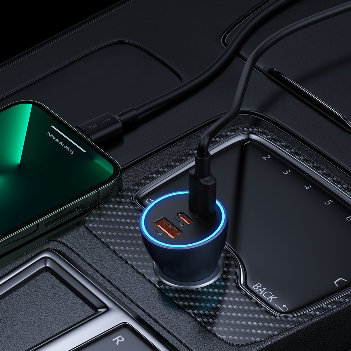 Autótöltő Baseus Golden Contactor Pro, 65W, 3A, 1 x USB-A - 2 x USB-C, szürke CGJP010013