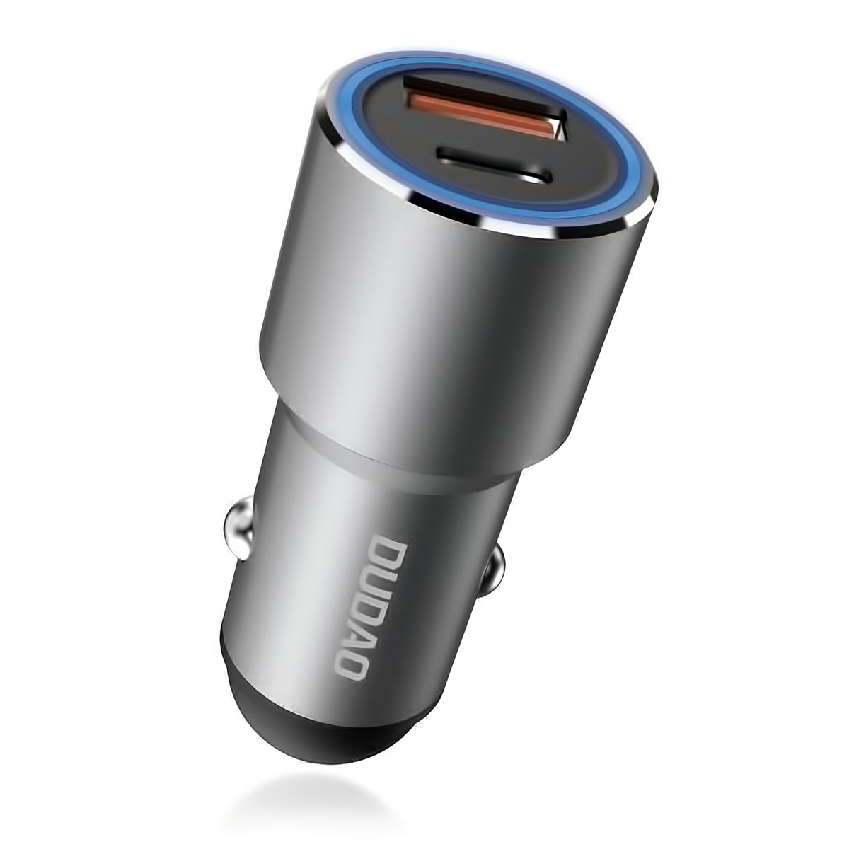 Dudao R4PQ USB autós töltő, 1 x USB - 1 x USB Type-C, 22,5 W, Gyors töltés - Power Delivery, Szürke
