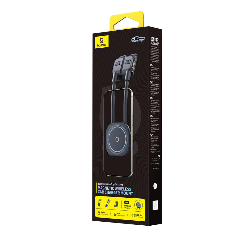 Baseus PrimeTrip C03s Pro vezeték nélküli autós töltő, 15W, 1.67A, Fekete C0013803