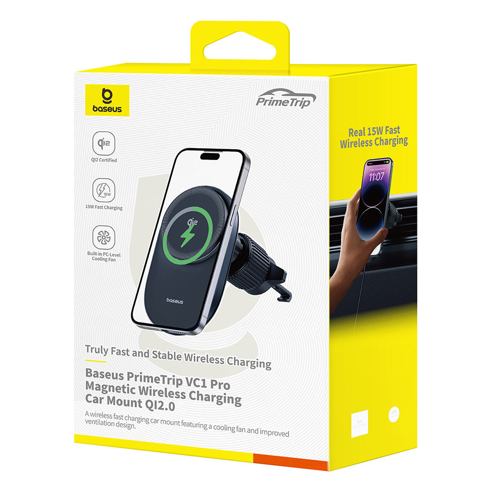 Baseus PrimeTrip VC1 Pro vezeték nélküli autós töltő, 15W, 1.67A, Fekete C40141000111-00