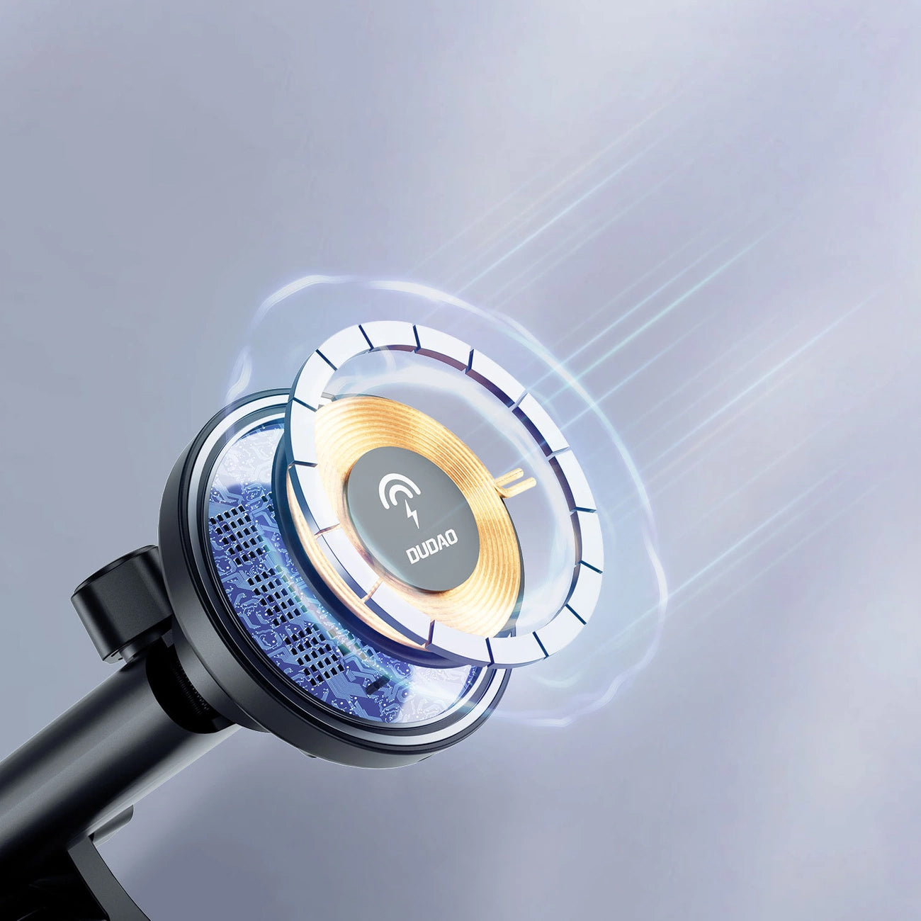 Vezeték nélküli autós töltő Dudao F12MAX+, 15W, 1.67A, fekete