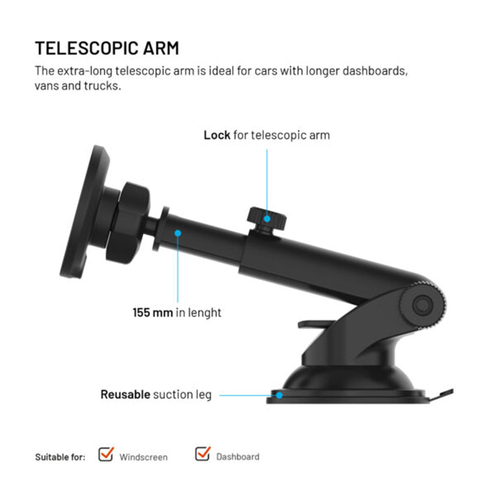 Autós vezeték nélküli töltő Fixed MagRound 2 XL, 15W, 1.67A, Fekete