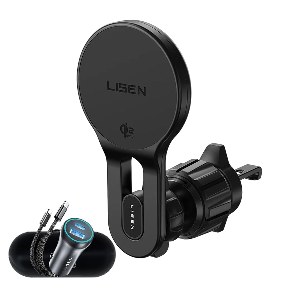 Lisen W704 Pro vezeték nélküli autós töltő, 25W, fekete YL0225090003