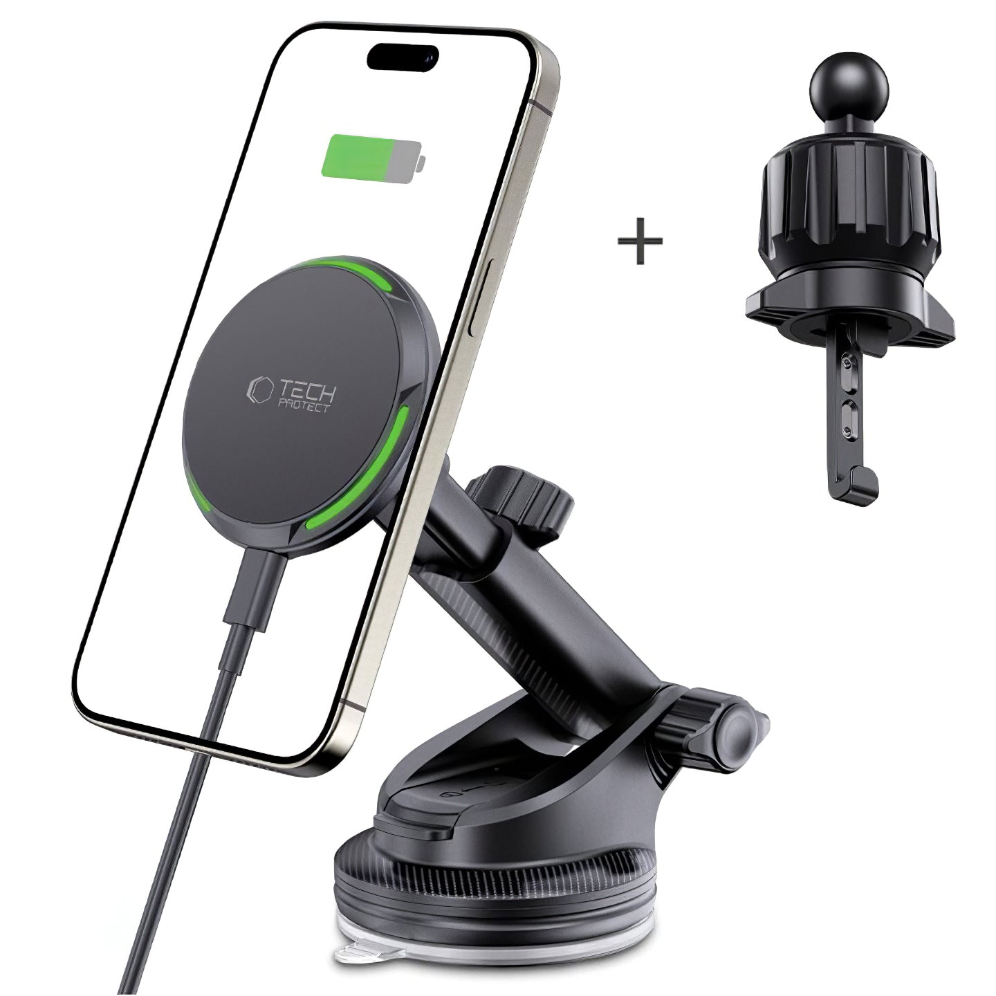 Vezeték nélküli autós töltő Tech-Protect MM15W-V7 QI2, 15W, 1.67A, fekete