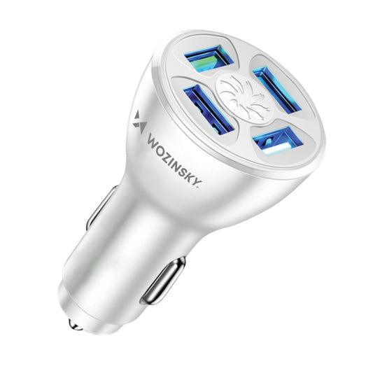 Autótöltő WZK WCCAW, 50W, 3A, 4 x USB-A, Fehér