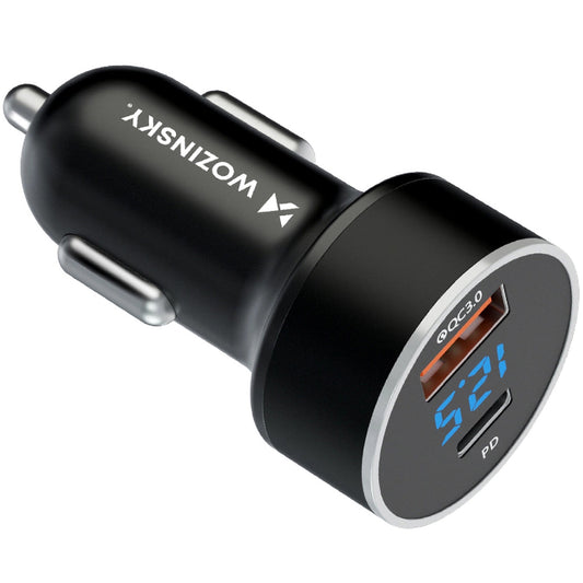 Autótöltő WZK WDCCAC, 36W, 3A, 1 x USB-A - 1 x USB-C, Fekete