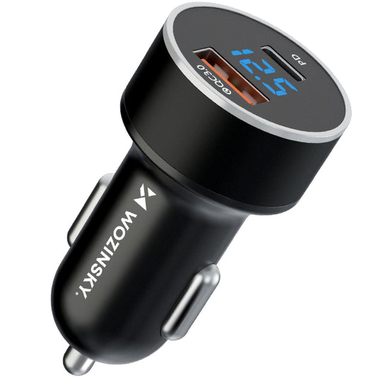 Autótöltő WZK WDCCAC, 36W, 3A, 1 x USB-A - 1 x USB-C, Fekete