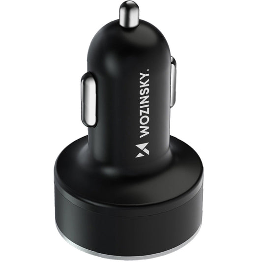 Autótöltő WZK WDCCB, 50W, 3A, 2 x USB-A - 2 x USB-C, Fekete