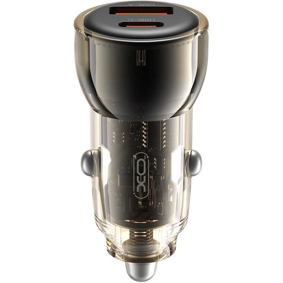 Autótöltő XO Design CC60, 60W, 3A, 1 x USB-A - 1 x USB-C, Fekete