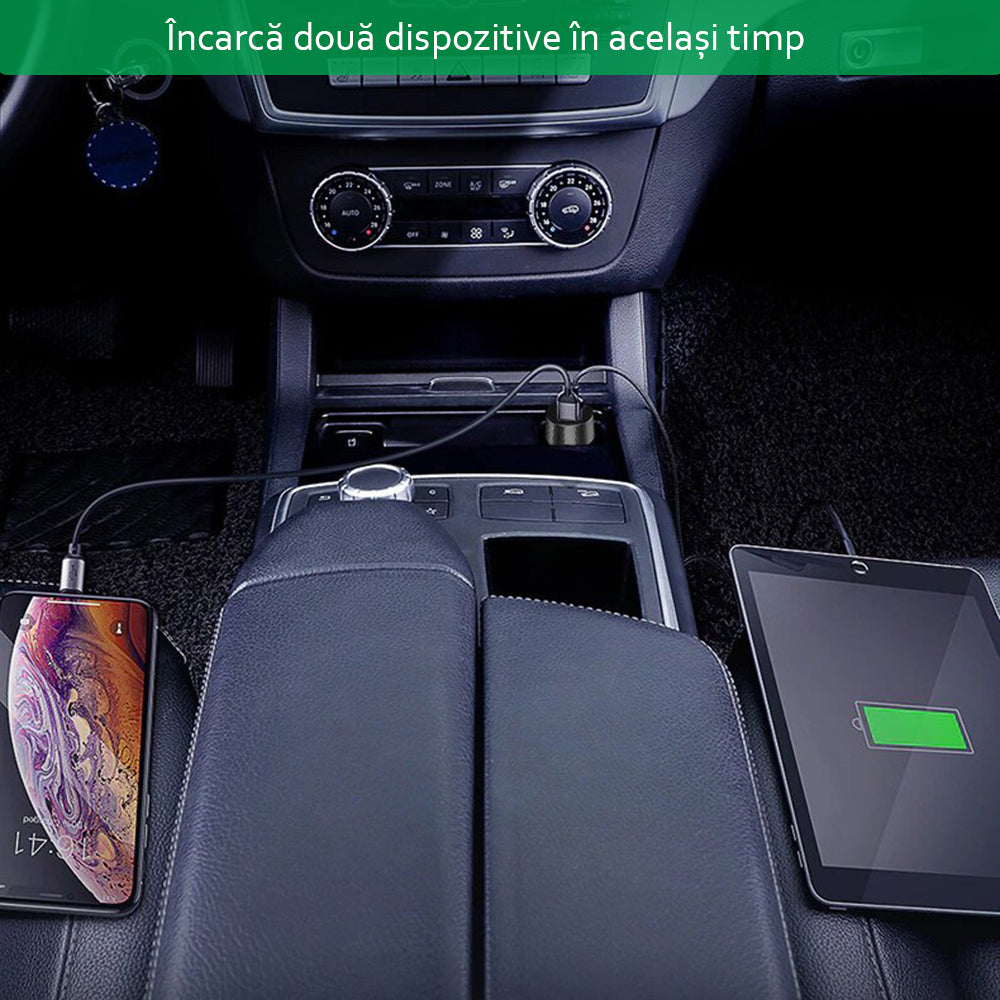 Yesido Y31 autós töltő, kijelzővel, 18W, 3A, 2 x USB-A, fekete