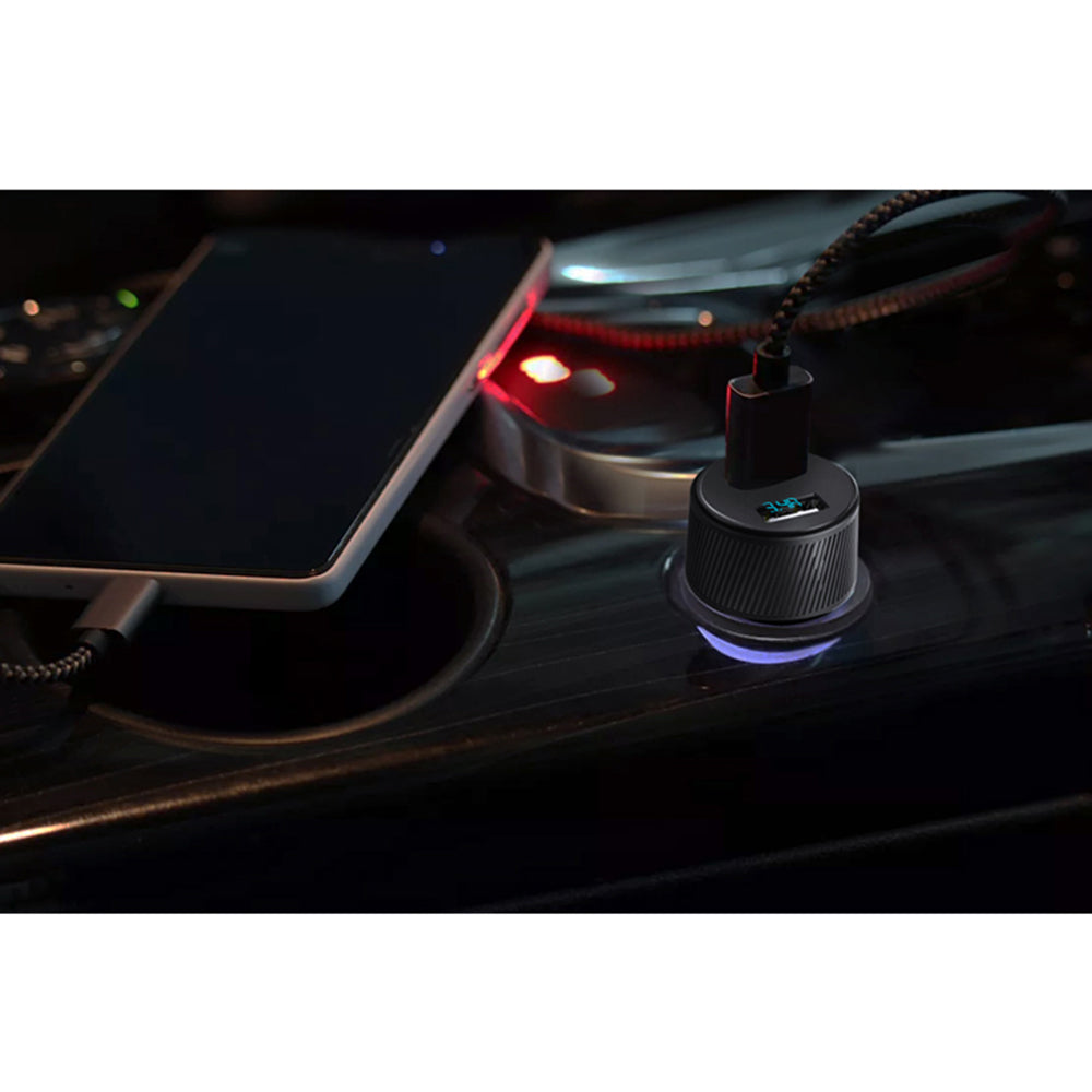 Yesido Y31 autós töltő, kijelzővel, 18W, 3A, 2 x USB-A, fekete