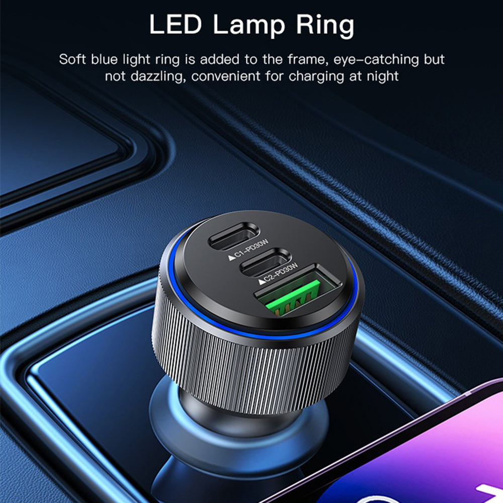 Yesido Y50 autós töltő, 60W, 3A, 1 x USB-A - 2 x USB-C, Fekete