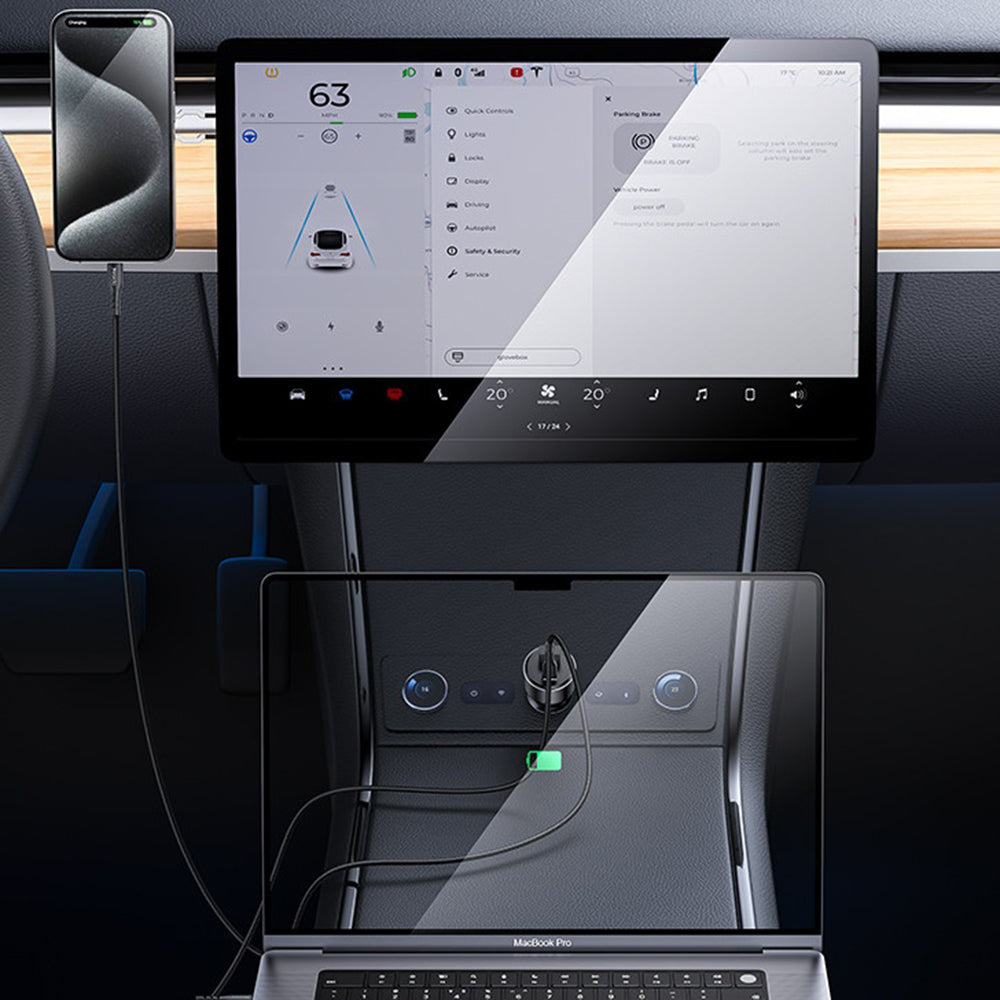 Yesido Y65 autós töltő, 100W, 5A, 1 x USB-A - 1 x USB-C, Fekete