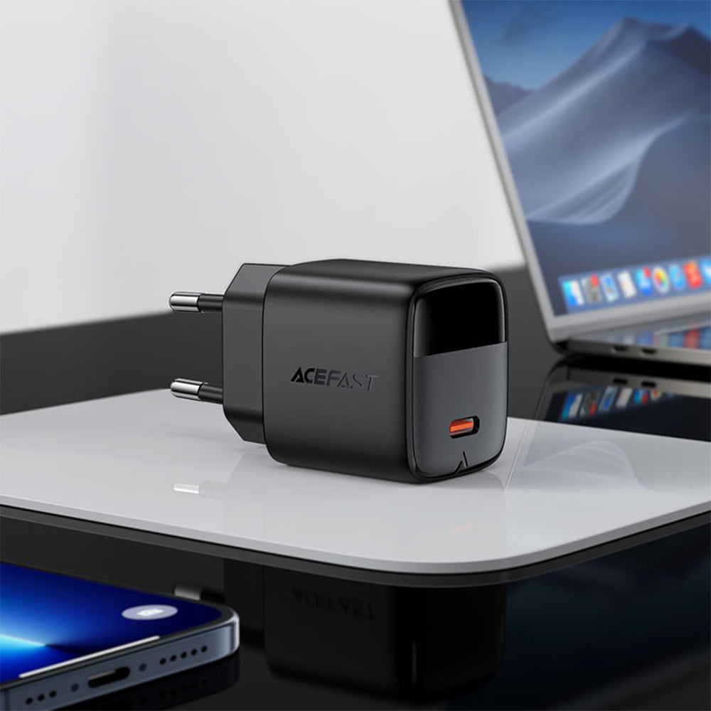 Acefast A113 Display hálózati töltő, 20W, 3A, 1 x USB-C, Fekete